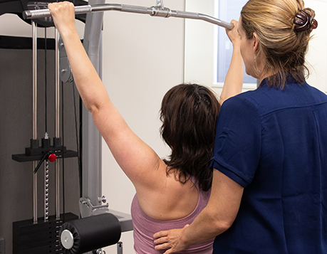 Cancer physiotherapy session