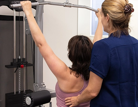 Cancer physiotherapy session