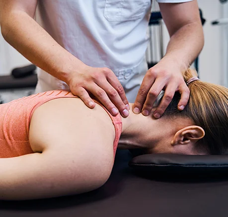 Person getting treatment on neck